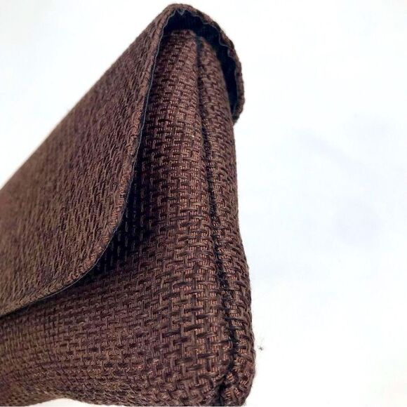 Boutique Brown Burlap and Bead Medallion Summer Envelope Clutch Bag NWOT - Picture 7 of 14